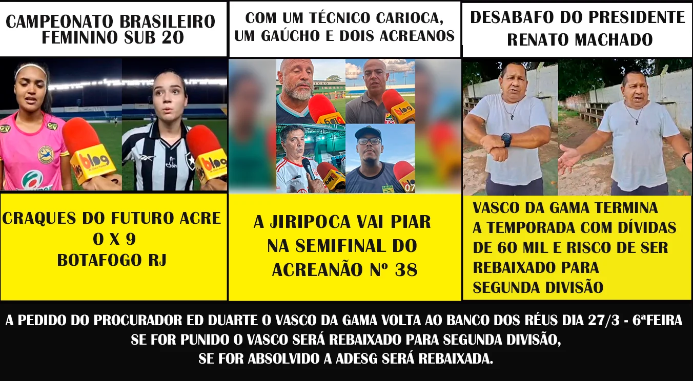 CAMPEONATO BRASILEIRO FEMININO SUB 2O, CRAQUES DO FUTURO ACRE O X BOTAFOGO RJ 9